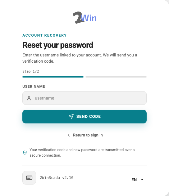 Forgot password form, first step