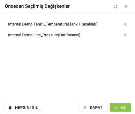 Raporlama kısa yol butonu ekran görüntüsü