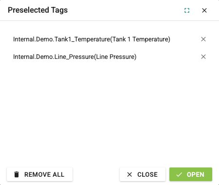 Preselected Tags window