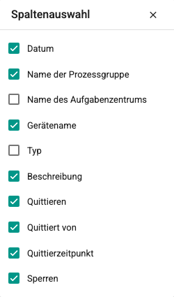 Fenster der Spaltenauswahl