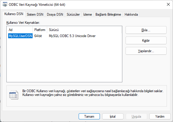 ODBC Veri Kaynağı Yöneticisi