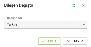Bileşen değiştirme ekran görüntüsü