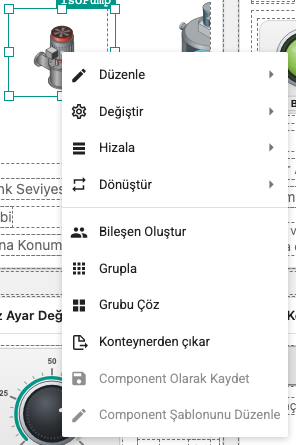 Sağ tıklama menüsü ekran görüntüsü
