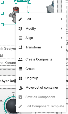 Right-click menu screen