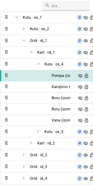 Elemanlar ekran görüntüsü