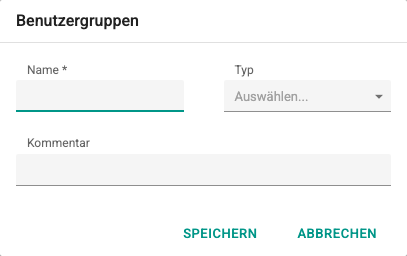 Bildschirm Benutzergruppendefinitionen