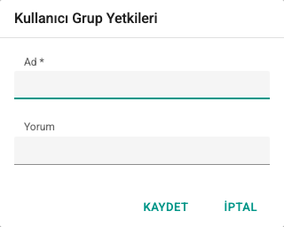 Kullanıcı grubu tanımları ekran görüntüsü