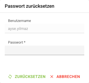 Bildschirm Passwort eines Benutzers ändern