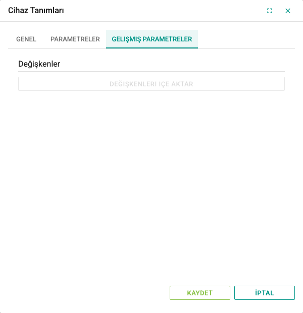 MQTT cihazının Gelişmiş Parametreler sekmesi