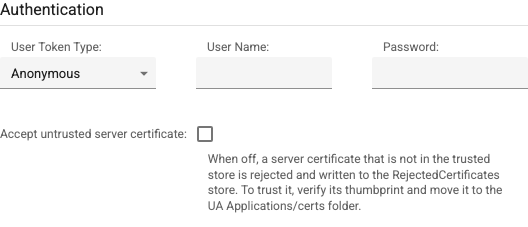 Authentication group of an OPC UA channel
