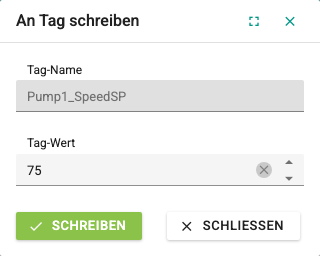 Fenster zum Schreiben eines Werts