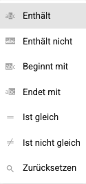 Filteroperatoren für ein Textfeld