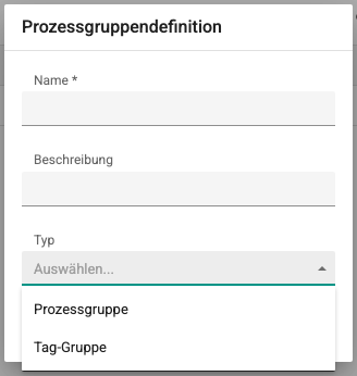 Bildschirm Neue Prozessgruppe hinzufügen