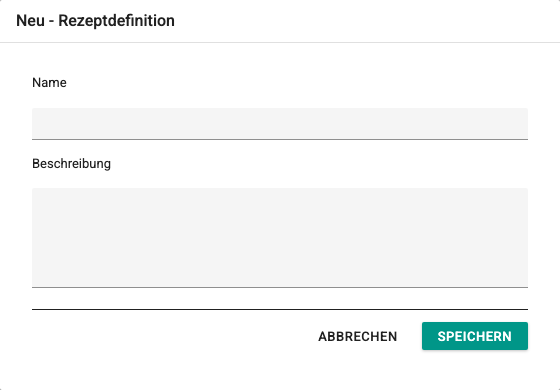 Bildschirm Rezeptdefinition