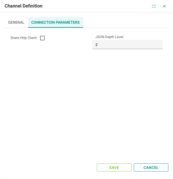 Channel definition, Connection Parameters tab