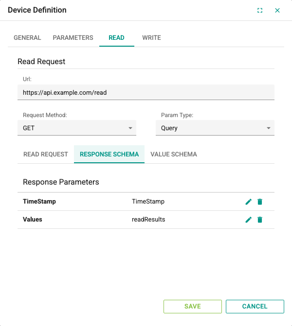 Response Schema tab