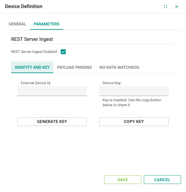 Identity and Key tab