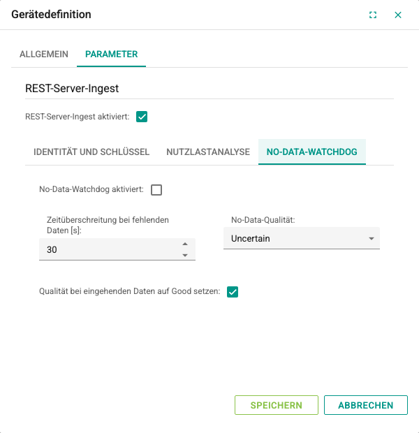 Registerkarte No-Data-Watchdog