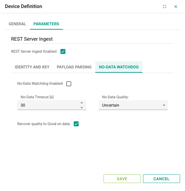No-Data Watchdog tab