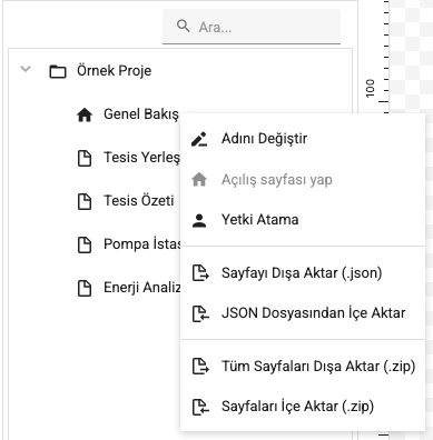 Sağ tık menüsü ekran görüntüsü