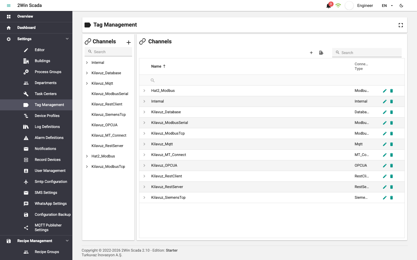Tag Management screen