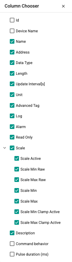 Tag Definition screen