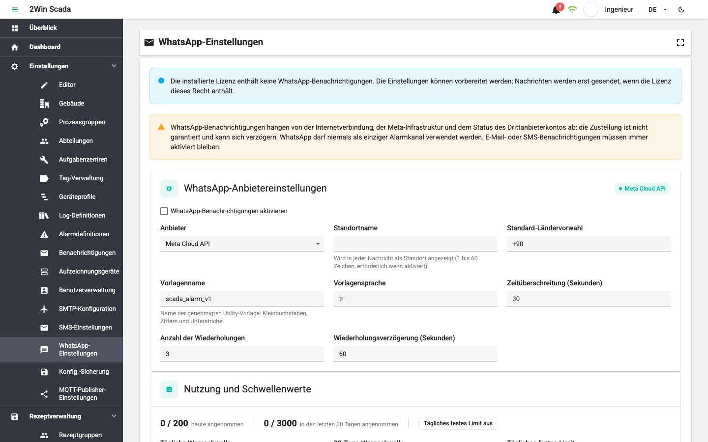 Bildschirm WhatsApp-Einstellungen