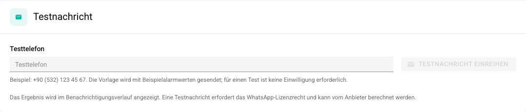 Bildschirm Testnachricht
